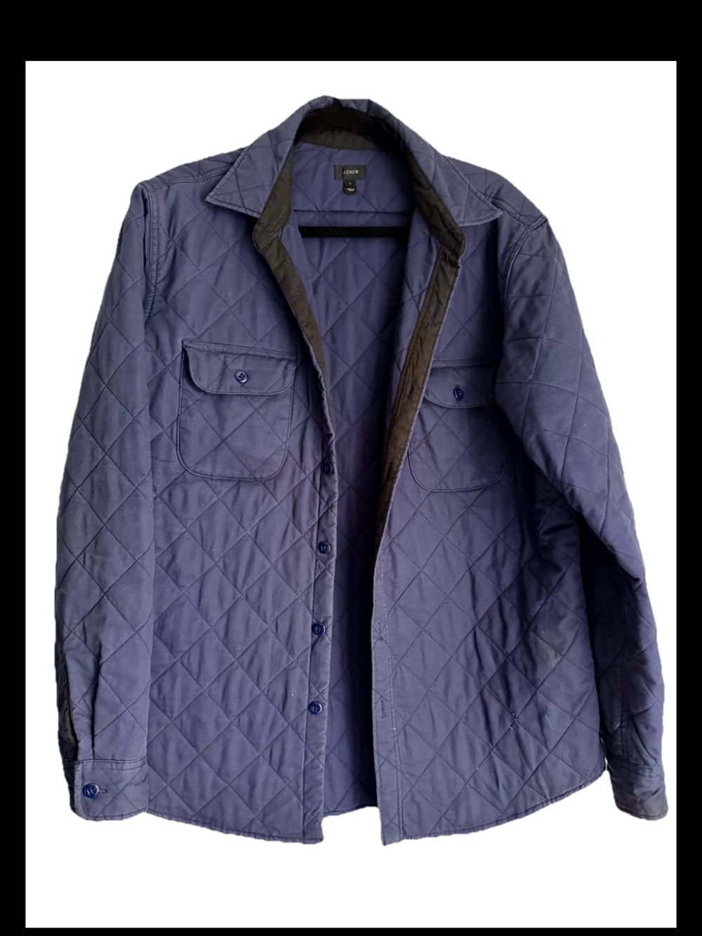 J. CREW Men’s Navy Blue Quilted Work Shirt/Jacket Sz L